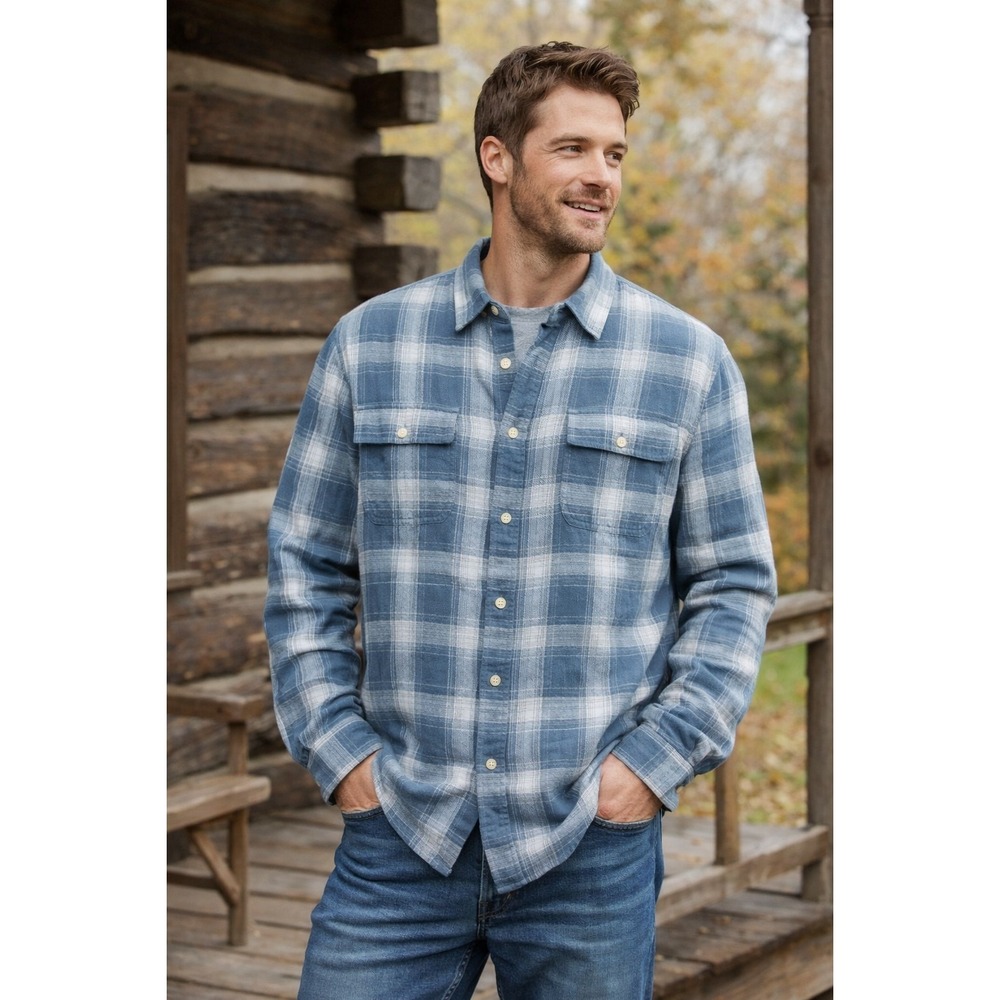 Mutual  Weave Mens XXL Cotton Button Shirt‎ Blue